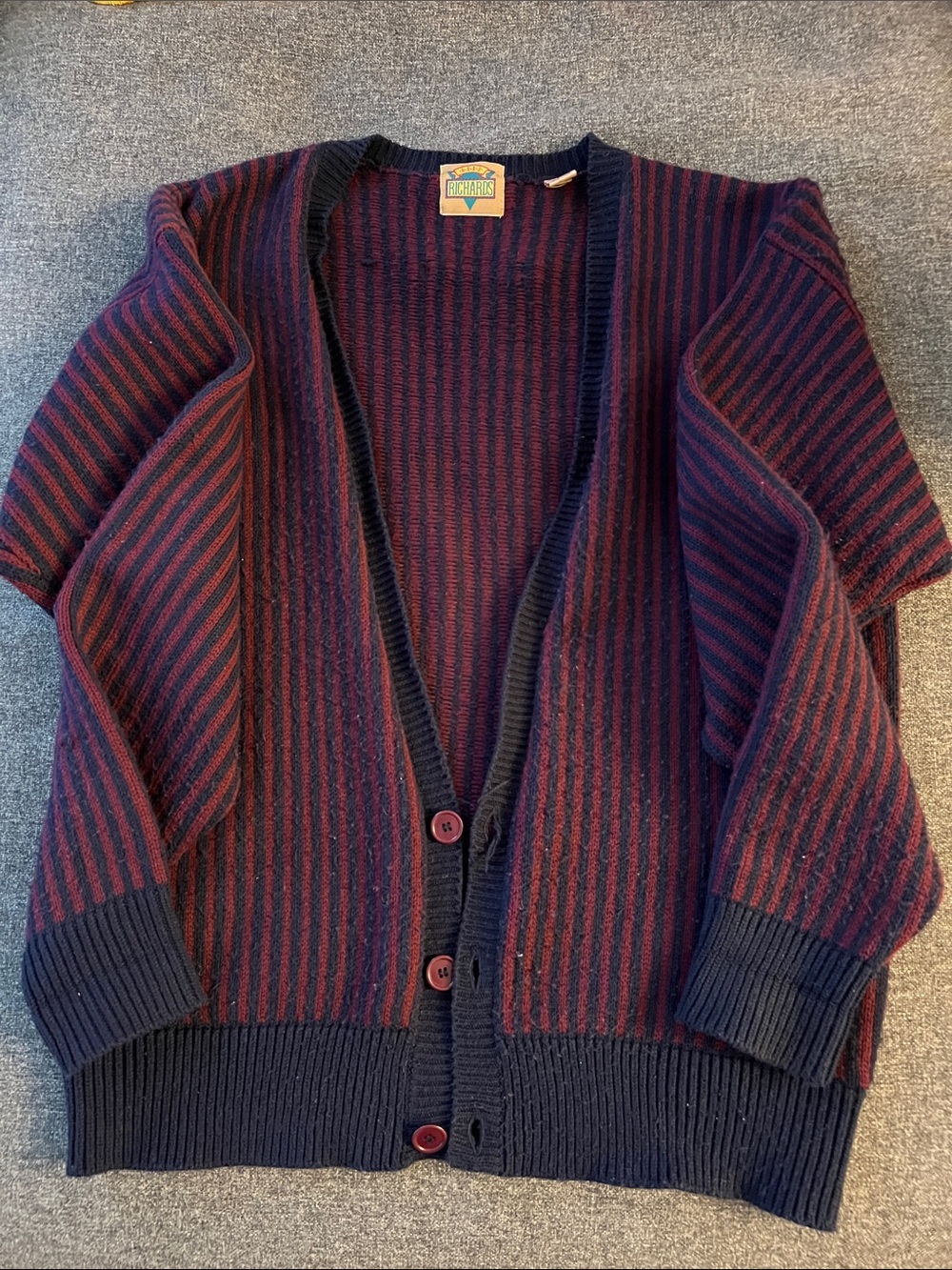 Brad Richards Vintage Striped Navy & Burgundy Knit Sweater